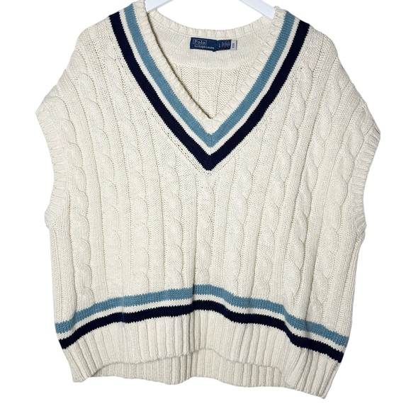 Polo Ralph Lauren Cable-Knit Cotton Cricket Sweater Vest Size Large - Picture 3 of 11